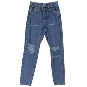 BDG Sustain Mom High Rise Blue 100% Cotton Distressed Jeans Size 27